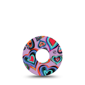 ExpressionMed Neon Hearts Libre 3 Tape, Single, Cute Shaped Hearts Themed, CGM Patch Design