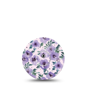 ExpressionMed Flowering Amethyst Libre 3 Transmitter Sticker, Single, Light Purple Flowers Vinyl Sticker with Matching Libre 3 Adhesive Tape