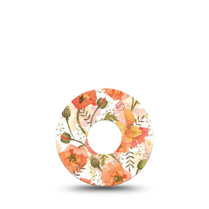 ExpressionMed Peachy Blooms Libre 3 Tape, Single, Orange Peach Inspired, CGM Plaster Patch Design