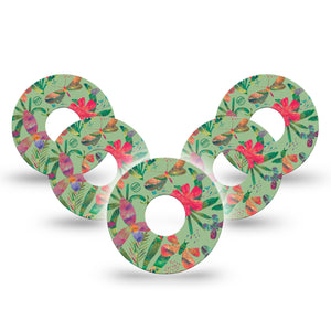 ExpressionMed Garden Butterflies Libre 3 Tape, 5-Pack, Butterflies and Flowers Themed, CGM Overlay Patch Design