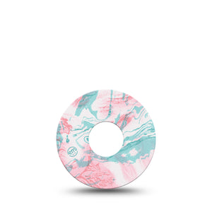 ExpressionMed Marbling Pastels Libre 3 Tape, Single, Pink Blue Swirls Themed, CGM Patch Design