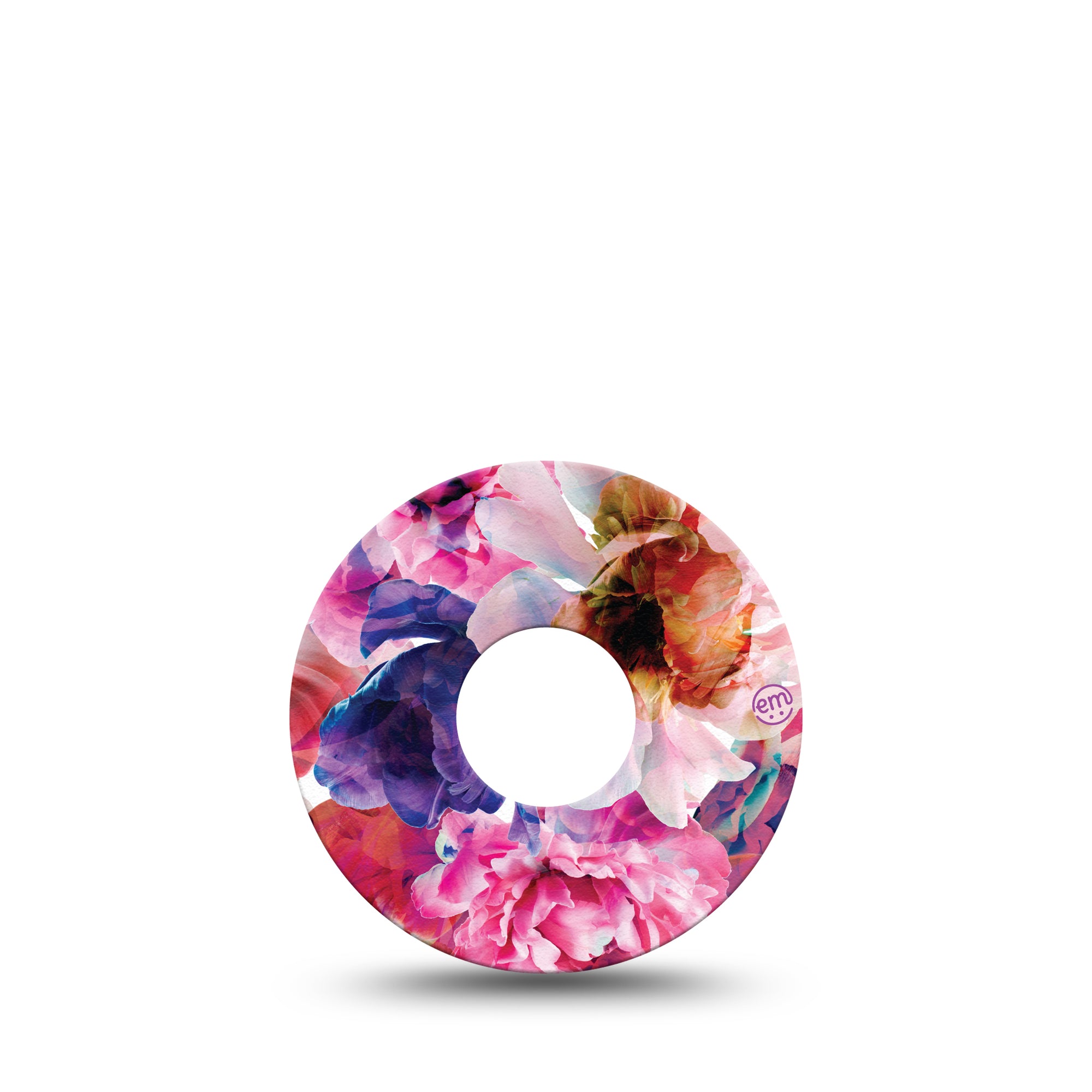 ExpressionMed Vibrant Blooms Libre 3 Tape, Single, Vivid Pink and Purple Flowers Inspired, CGM Adhesive Patch Design