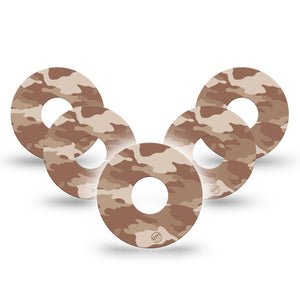 ExpressionMed Desert Camo Libre 3 Tape, 5-Pack, Desert Brown Camouflage CGM Plaster Patch Design