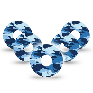 Blue Camo Libre 3 Patch, 5-Pack, Camo in Shades of Blue CGM Adhesive Tape Design