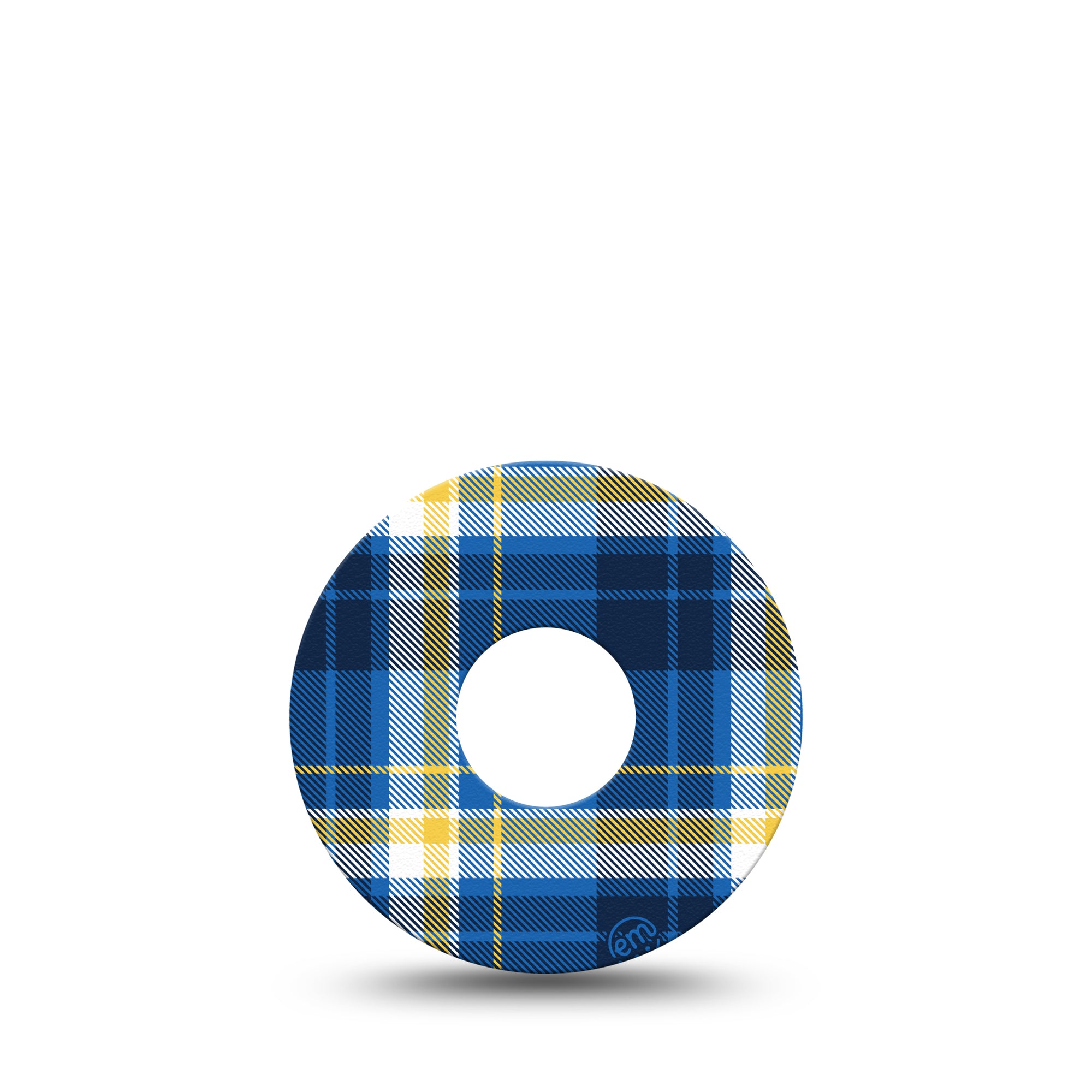 Blue Plaid Libre 3 Tape, Single, Shades of Blue and Yellow Plaid CGM Adhesive Patch Design