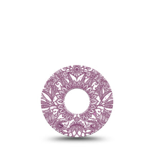 Burgundy Floral Libre 3 Tape, Single, Ornamental Burgundy Floral CGM Adhesive Patch Design