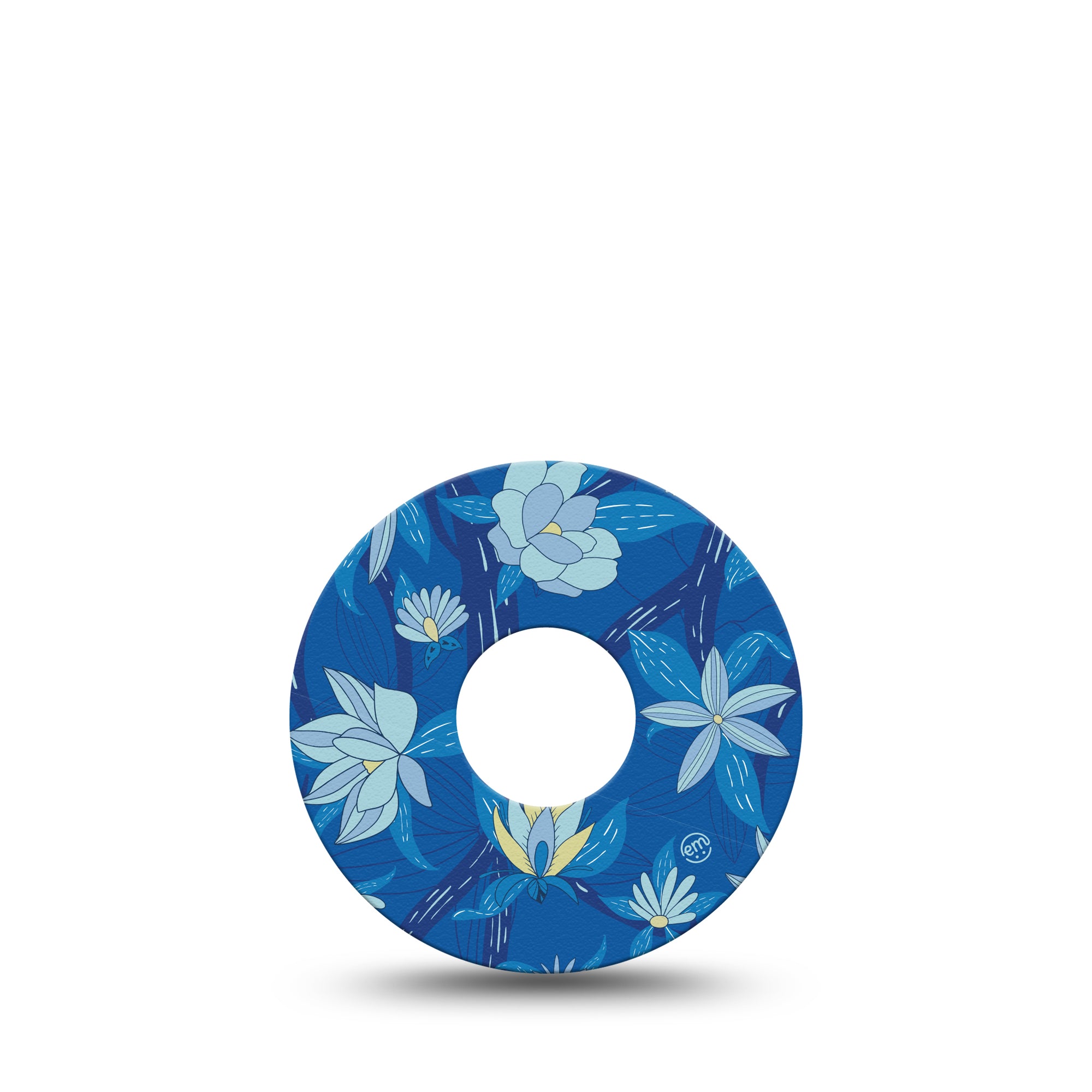 Bold Blue Flowers Libre 3 Perfect Fit Patch, Single, Bunch of Flowers Themed CGM Adhesive Tape Design