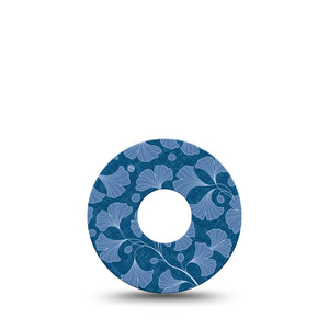 Blue GIngko Leaves Libre 3 Perfect Fit Patch, Single, Blue Fall Floral CGM Adhesive Tape Design