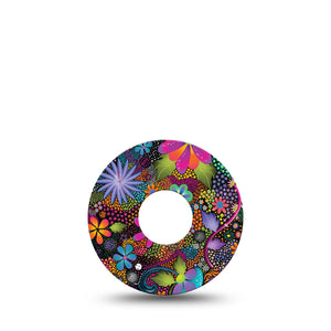Psychedelic Flowers Libre 3 Tape, Colorful Flowers Inspired, CGM Overlay Patch Design