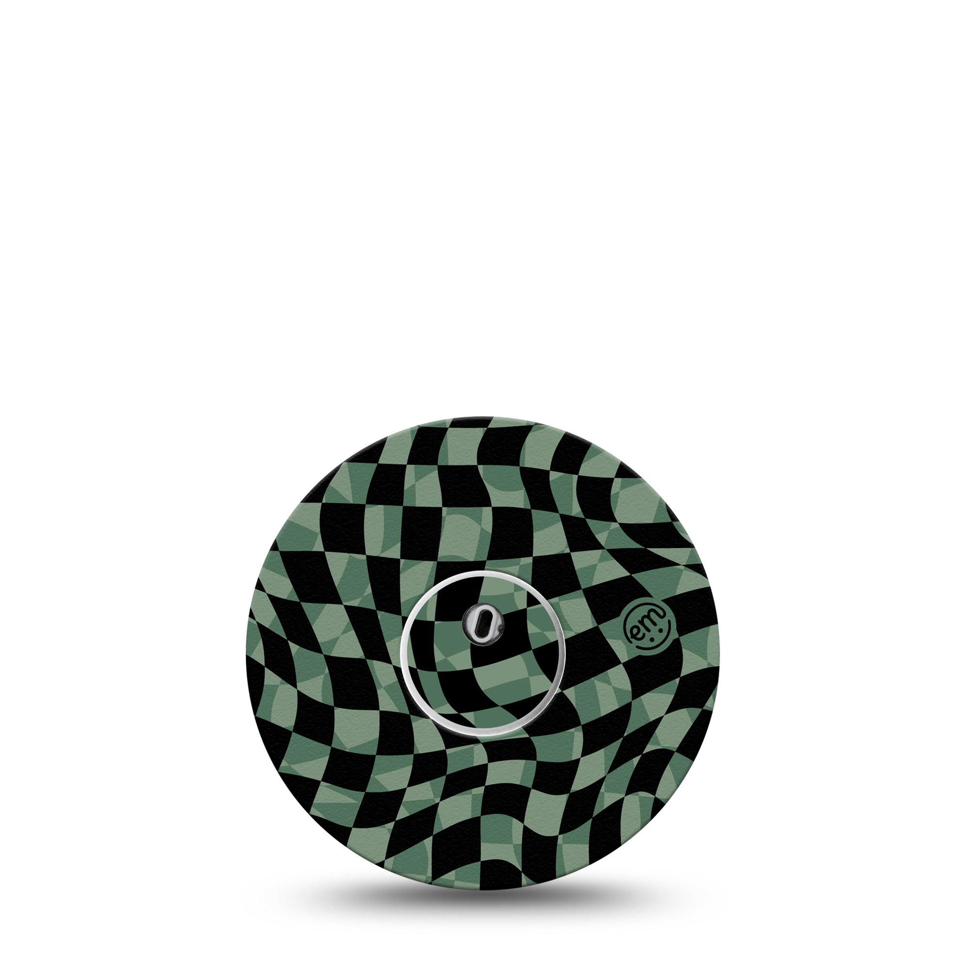 ExpressionMed Green & Black Checkerboard Libre 3 Transmitter Sticker with Matching Libre 3 Checkered Illusion Design Inspired CGM Plaster Patch