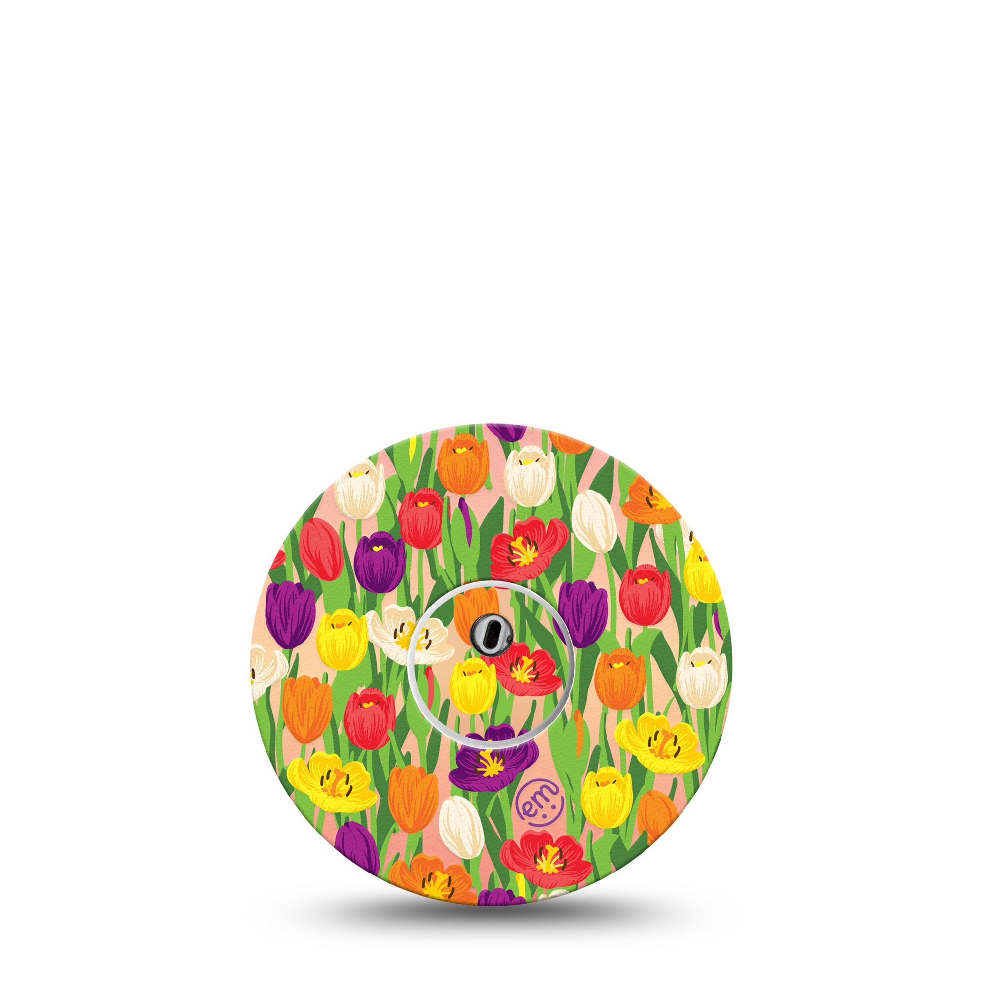 Tulips Libre 3 Transmitter Sticker, Single, Bright Colored Tulips Vinyl Sticker with Matching Libre 3 Plaster Patch
