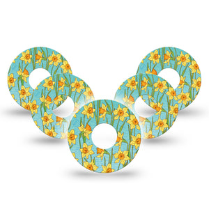 Daffodils Libre 3 Tape, 5-Pack, Flower Bulb Themed, CGM Plaster Patch Design