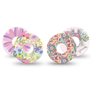 ExpressionMed Floaty Floral Variety Pack Libre 3 Tape, 4 - Pack, Variety of Pastel Florals Inspired, CGM Adhesive Patch Design