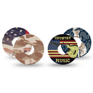 Country Essentials Variety Pack Libre 3 Tape, 4 - Pack, Patriotism Themed CGM Adhesive Patch Design