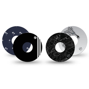 Bold Blacks Libre 3 Perfect Fit Variety Pack Tape, 4 Tapes, Black and White Themed, CGM Overlay Patch Design