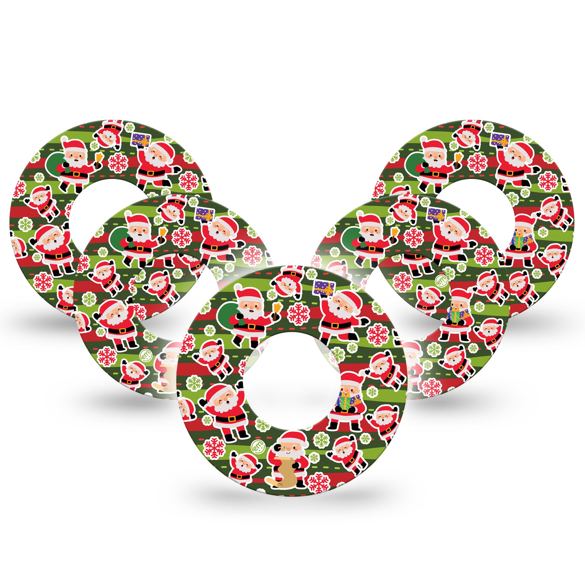 Santa Sticker Bomb Libre 2 Perfect Fit Patch, 5-Pack, Holiday Themed CGM Adhesive Tape Design, Abbott Lingo