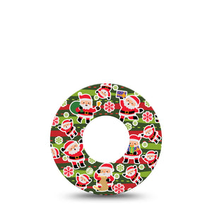 Santa Sticker Bomb Libre 2 Perfect Fit Patch, Single, Holiday Themed CGM Adhesive Tape Design, Abbott Lingo