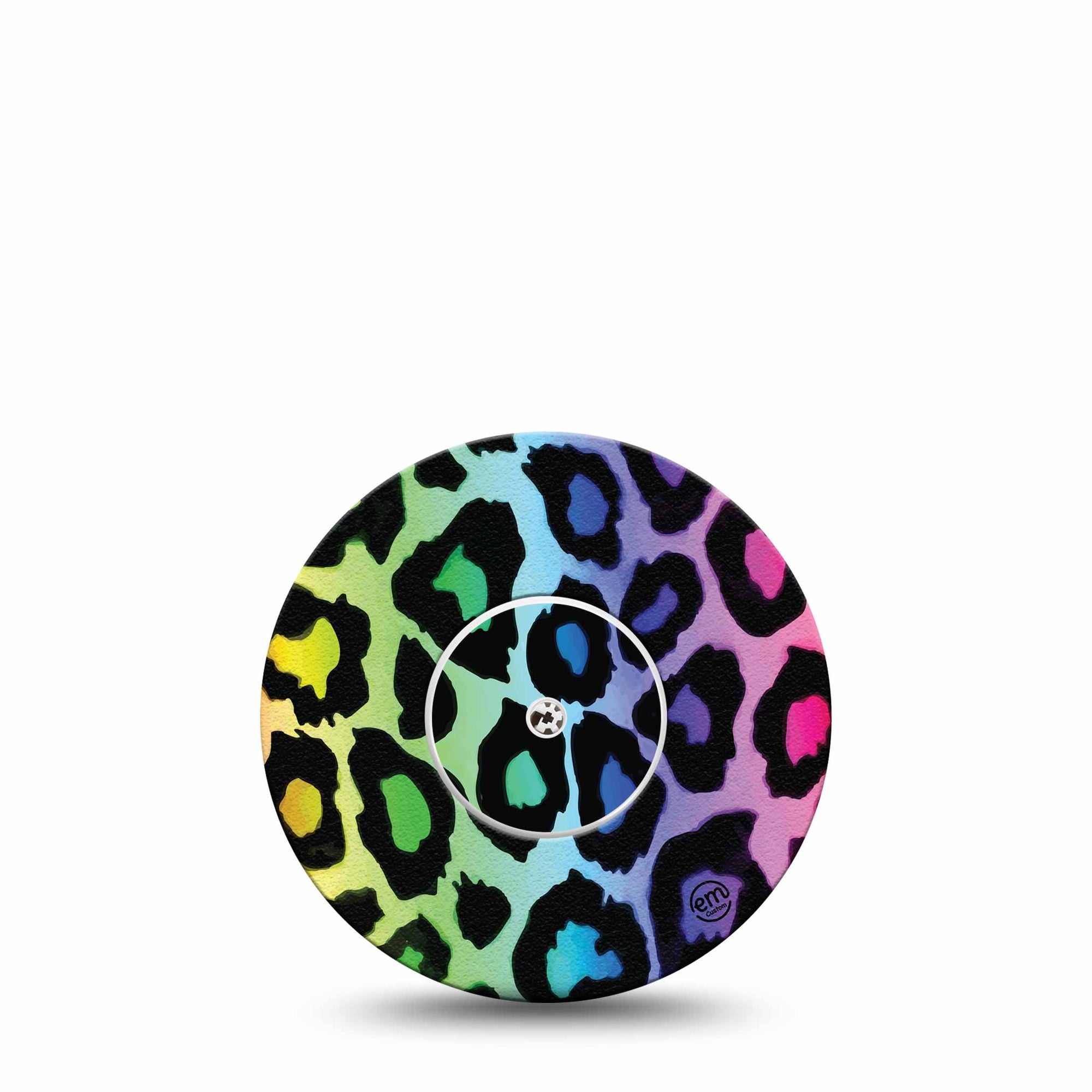 Multicolored Cheetah Print Libre Transmitter Sticker with Tape, Abbott Lingo