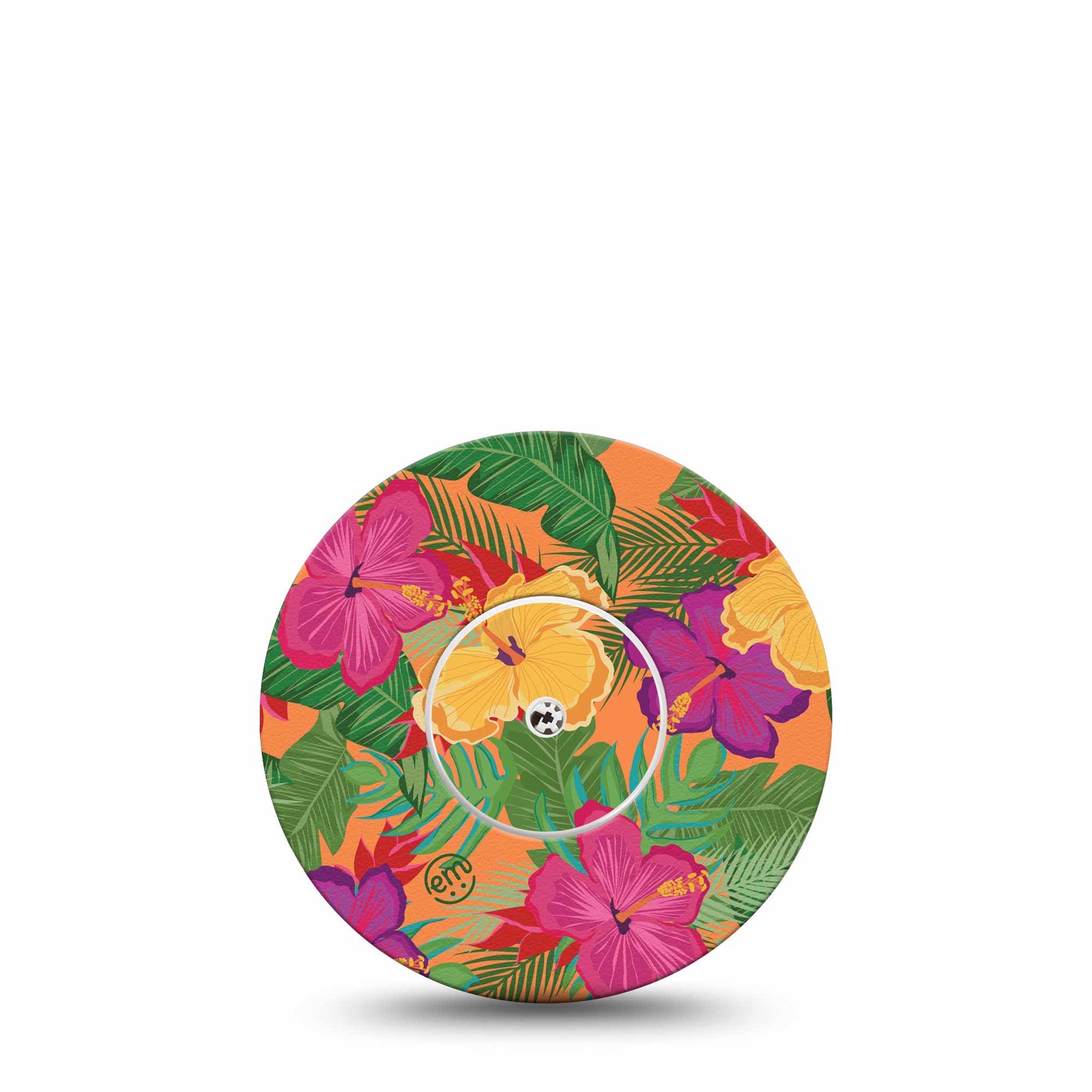 Bright Hibiscus Flower Design Abbott Freestyle Libre Patch with Transmitter Sticker, Abbott Lingo