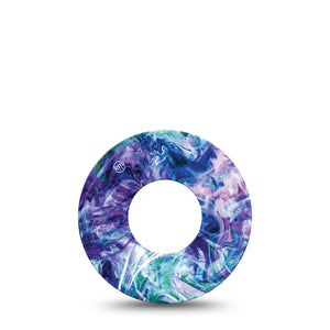 Deep Purple Swirl Libre 2 Perfect Fit Patch, Single Tape, TieDye themed CGM adhesive tape, Abbott Lingo