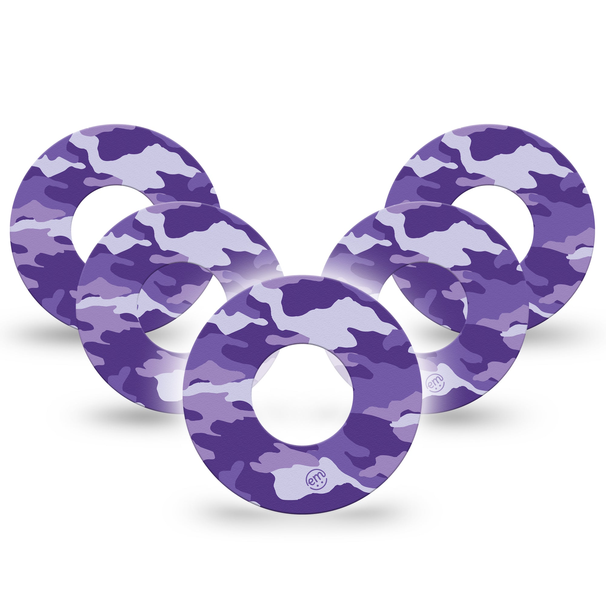 ExpressionMed Purple Camo Libre 2 Perfect Fit Adhesive Tape, 5-Pack, Purple Camo Colored Design for CGM, Abbott Lingo