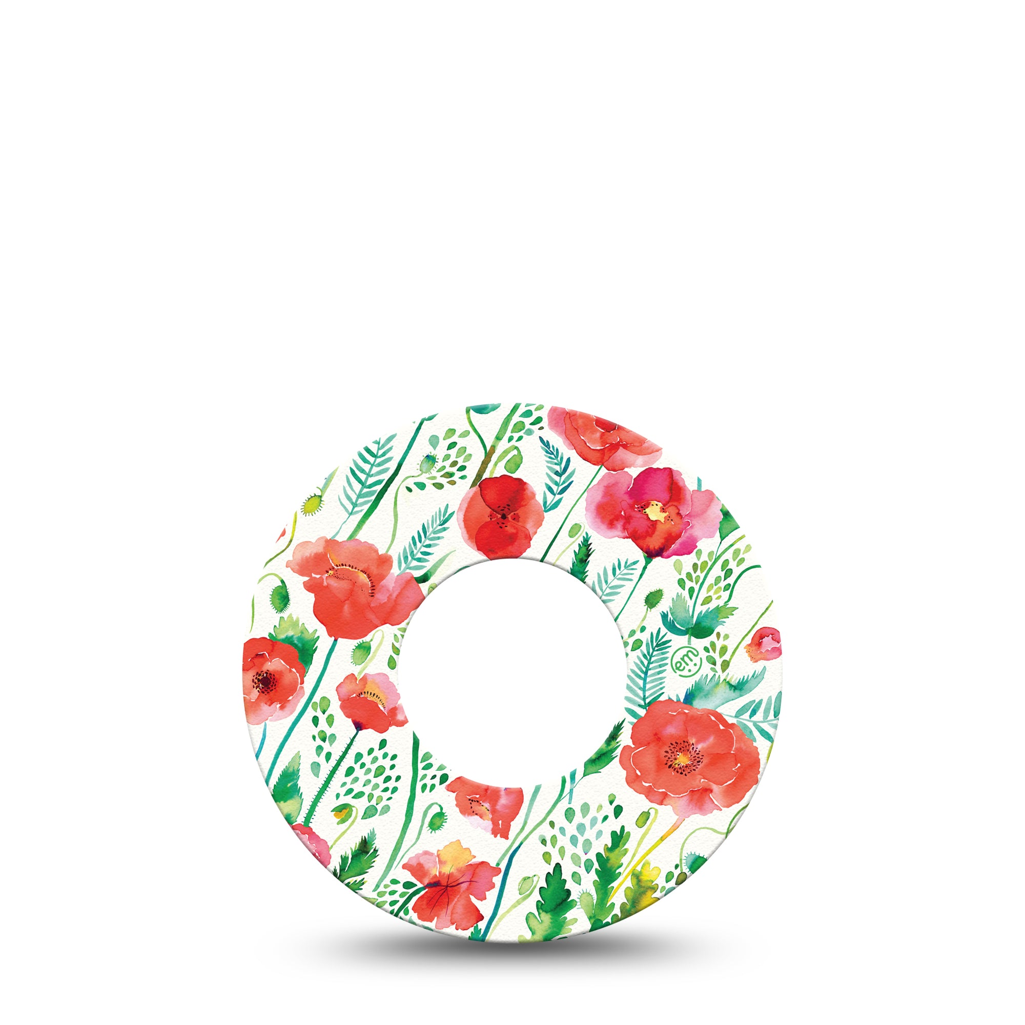 Wild Poppies Libre 2 Perfect Fit Adhesive Tape, Single, Floral CGM Adhesive Patch Design, Abbott Lingo