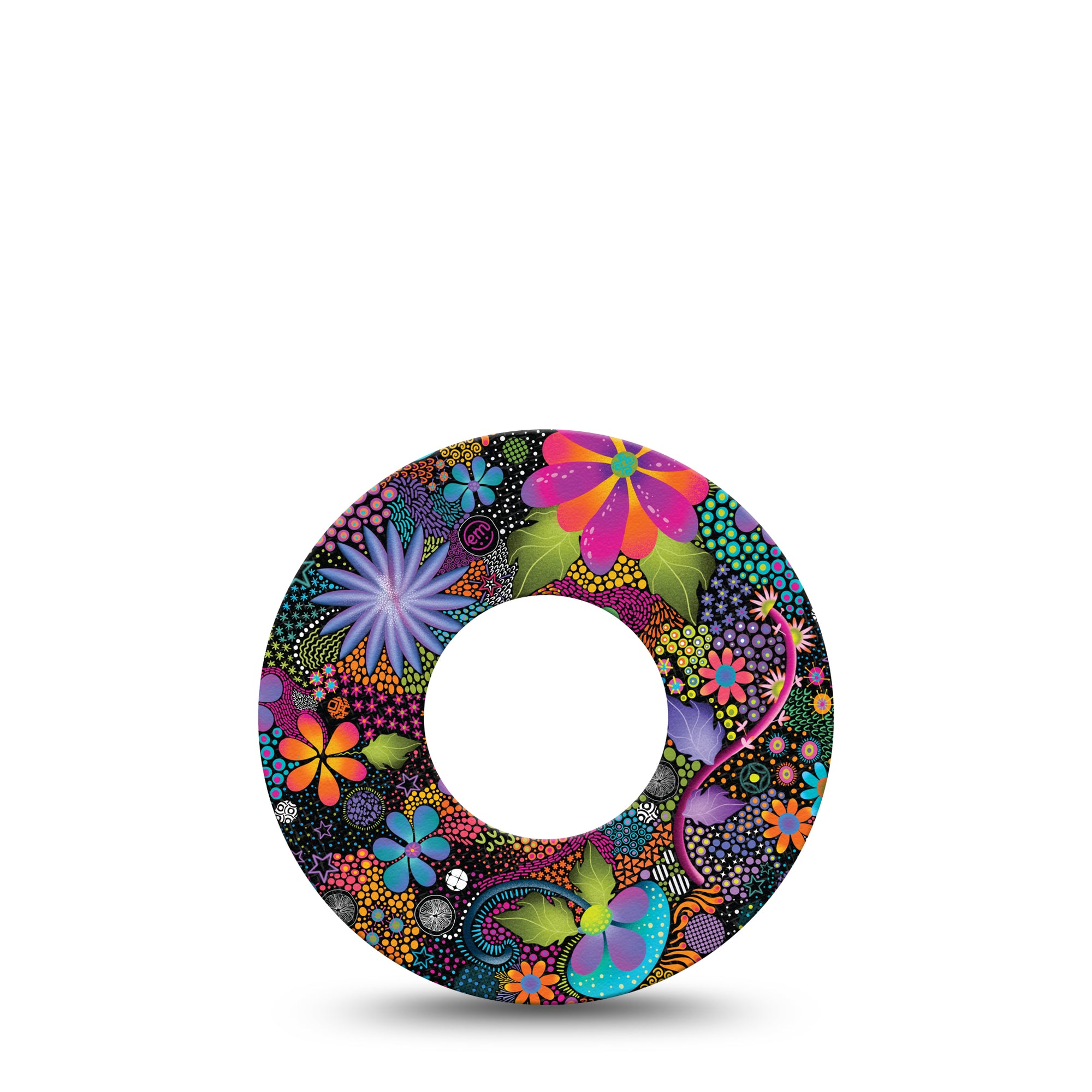 ExpressionMed Psychedelic Flowers Libre 2 Tape, Surreal Flowers Inspired, CGM Fixing Ring Design, Abbott Lingo