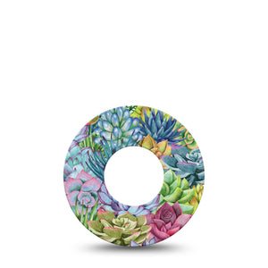 Blue Succulents Libre Tape, Colorful Cacti Inspired, CGM Fixing Ring Design Patch