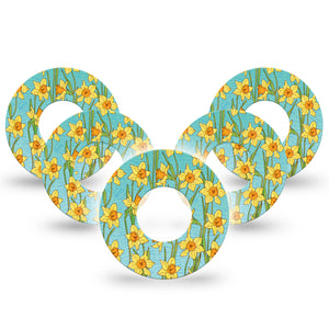 Daffodils Libre Tape, 5-Pack, Floral Bulb Inspired, CGM Adhesive Patch Design, Abbott Lingo