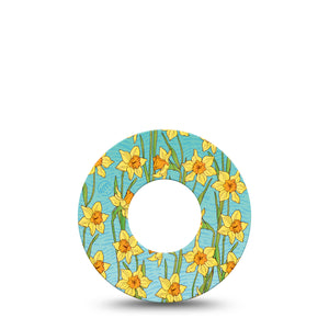 Daffodils Libre Tape, Single, Yellow Petal Flower Themed, CGM Overlay Patch Design, Abbott Lingo