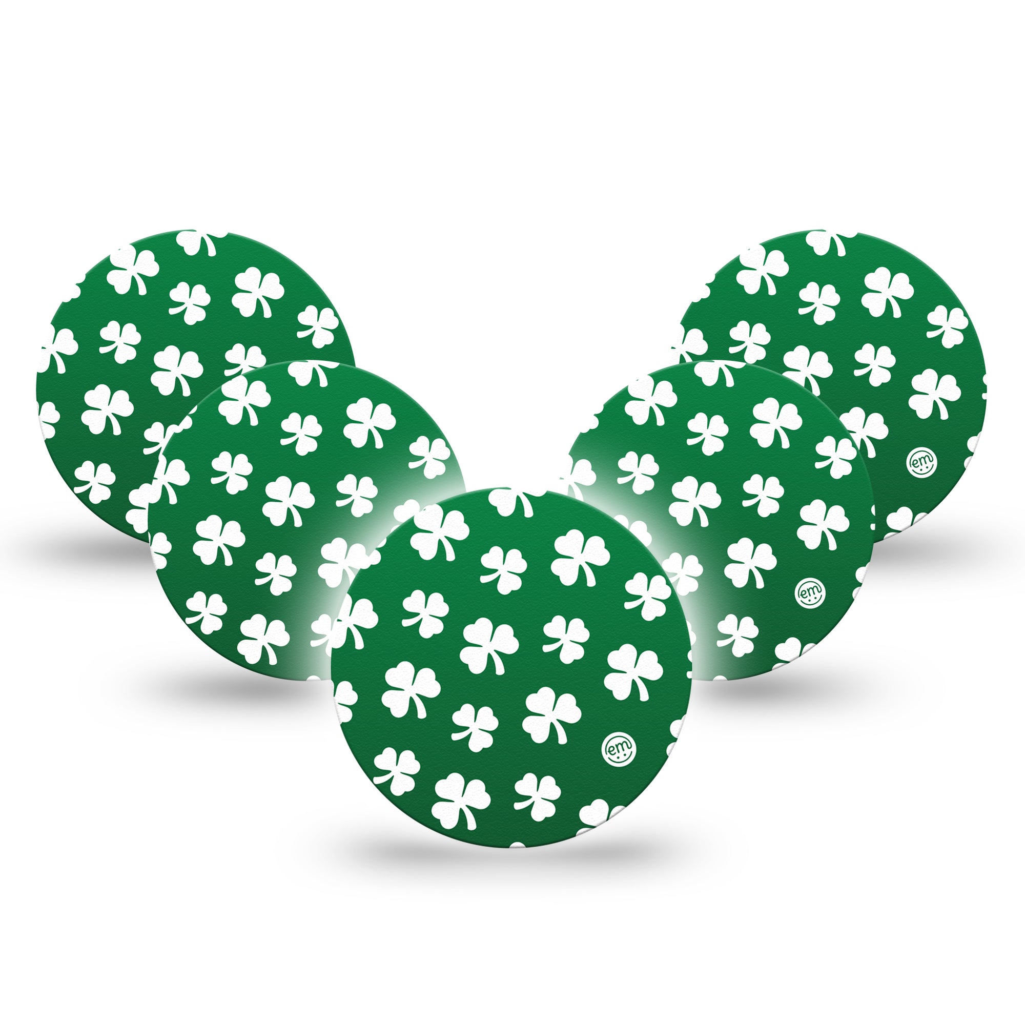 ExpressionMed Shamrock Libre 3 Overpatch, 5-Pack, White Clovers Themed, CGM Adhesive Tape Design