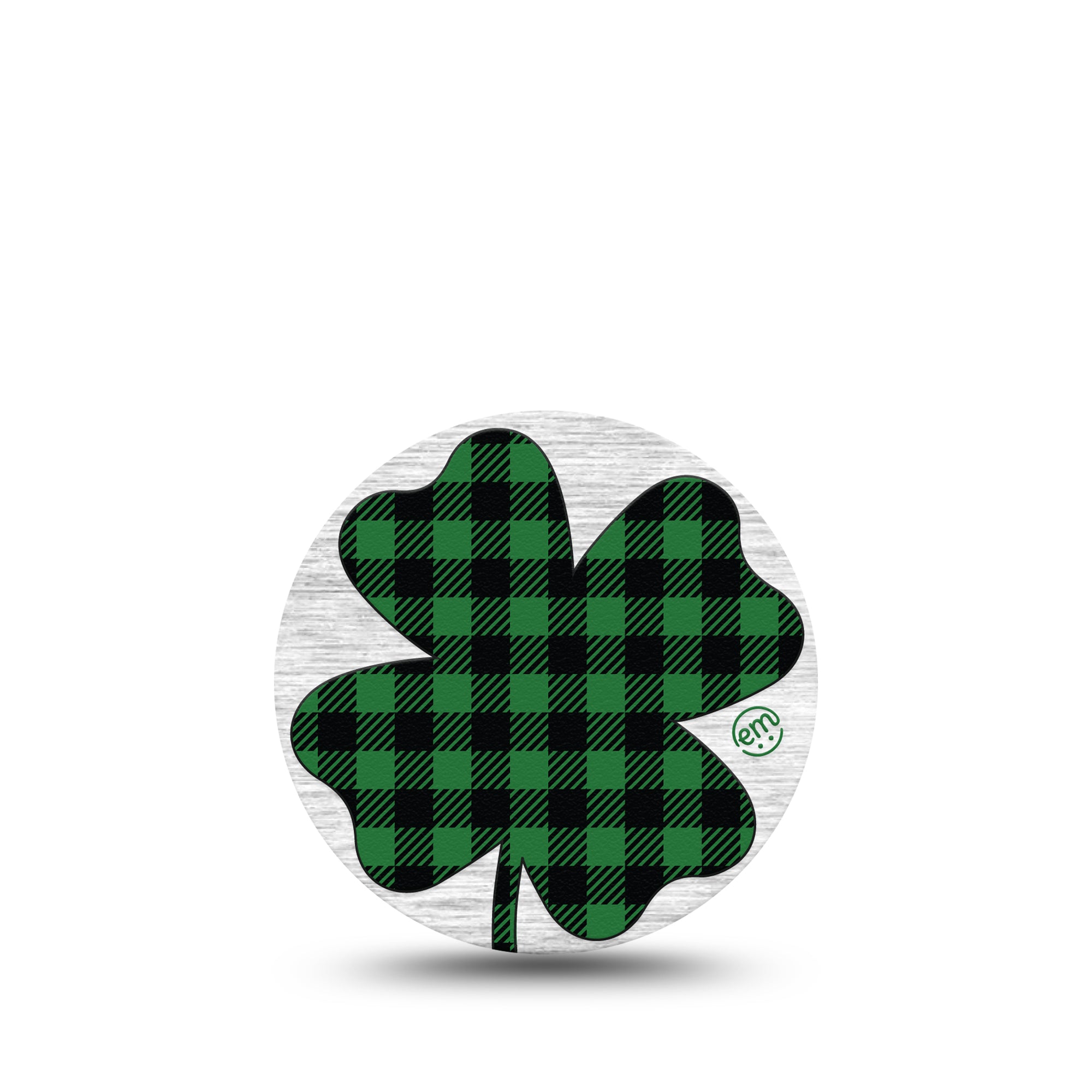 ExpressionMed Embroidered Clover Libre 3 Overpatch, Single, Buffalo Plaid Clover Inspired, CGM Adhesive Tape Design