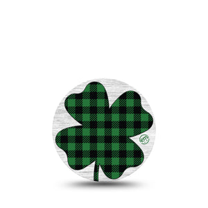 Embroidered Clover Libre 3 Overpatch, Single, Buffalo Plaid Clover Inspired, CGM Adhesive Tape Design