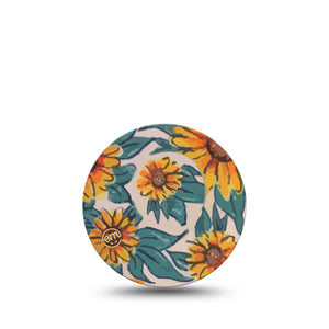 Sunflower Libre 3 Overpatch, Single, Bright Yellow Sunflowers Inspired, CGM Adhesive Tape Design