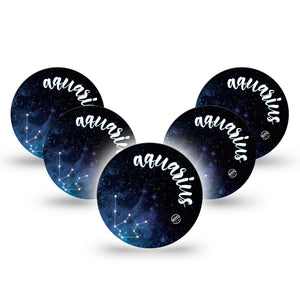 Aquarius Libre 3 Overpatch, 5-Pack, Zodiac Sign Aquarius Constellation CGM Adhesive Tape Design