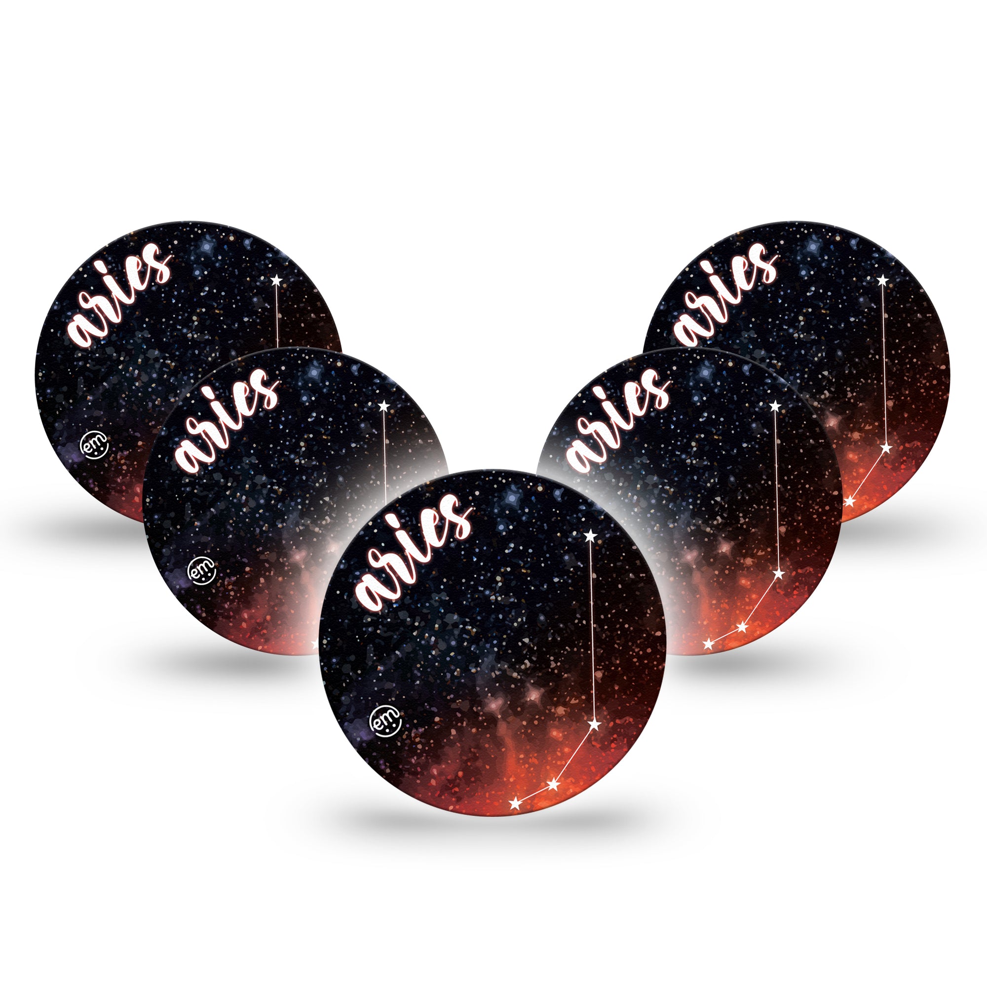 Aries Libre 3 Overpatch, 5-Pack, Zodiac Sign Aries Constellation CGM Adhesive Tape Design