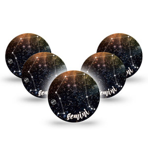 Gemini Libre 3 Overpatch, 5-Pack, Zodiac Sign Gemini Constellation Themed, CGM Adhesive Tape Design