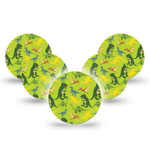 Daring Dinosaurs Libre 3 Overpatch, 5-Pack, Colorful Dinosaurs Themed, CGM Overlay Tape Design