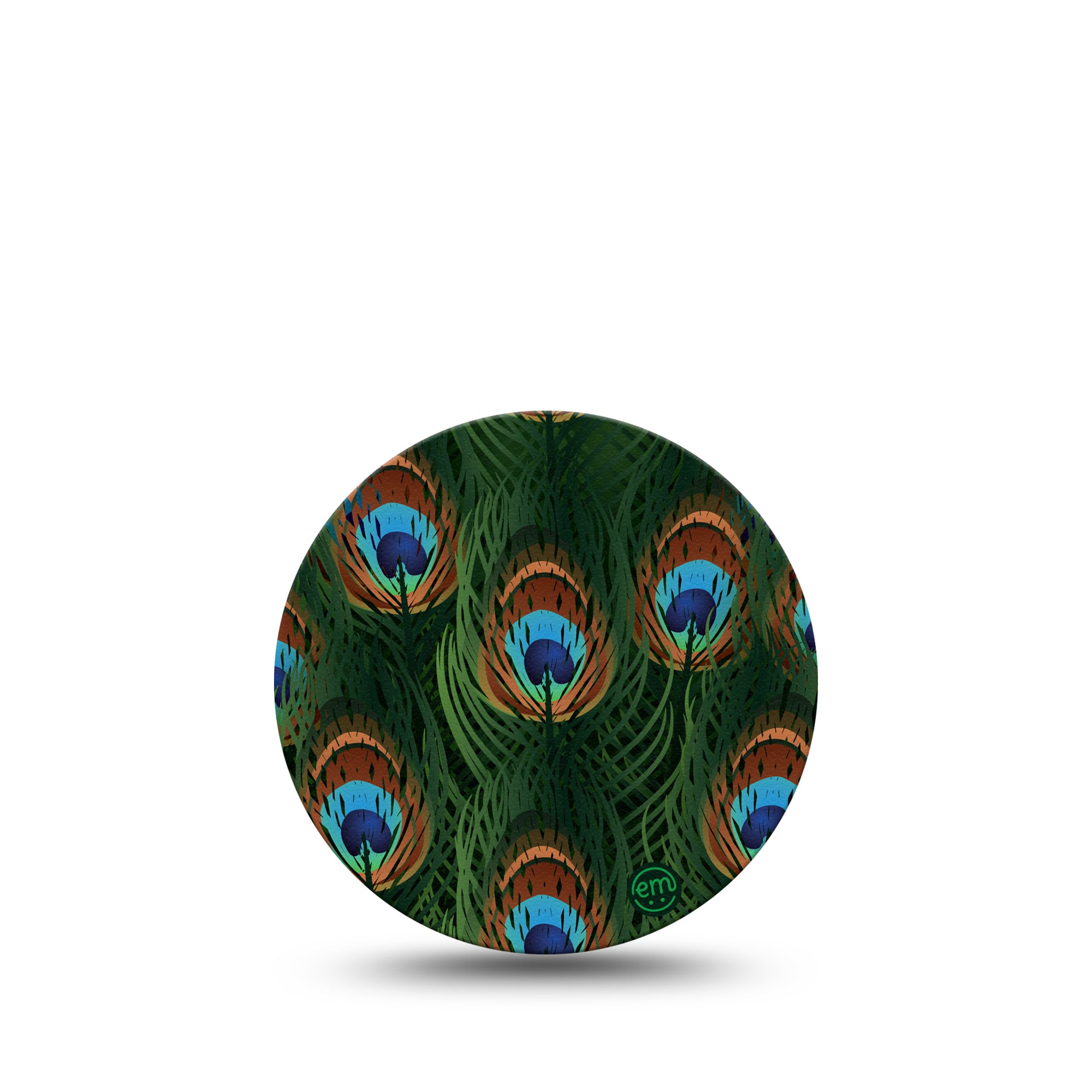 ExpressionMed Peacock Libre 3 Overpatch, Colorful Feather Inspired, CGM Adhesive Tape Design