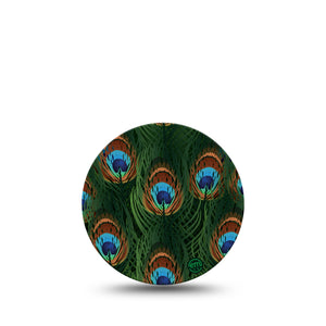 ExpressionMed Peacock Libre 3 Overpatch, Colorful Feather Inspired, CGM Adhesive Tape Design