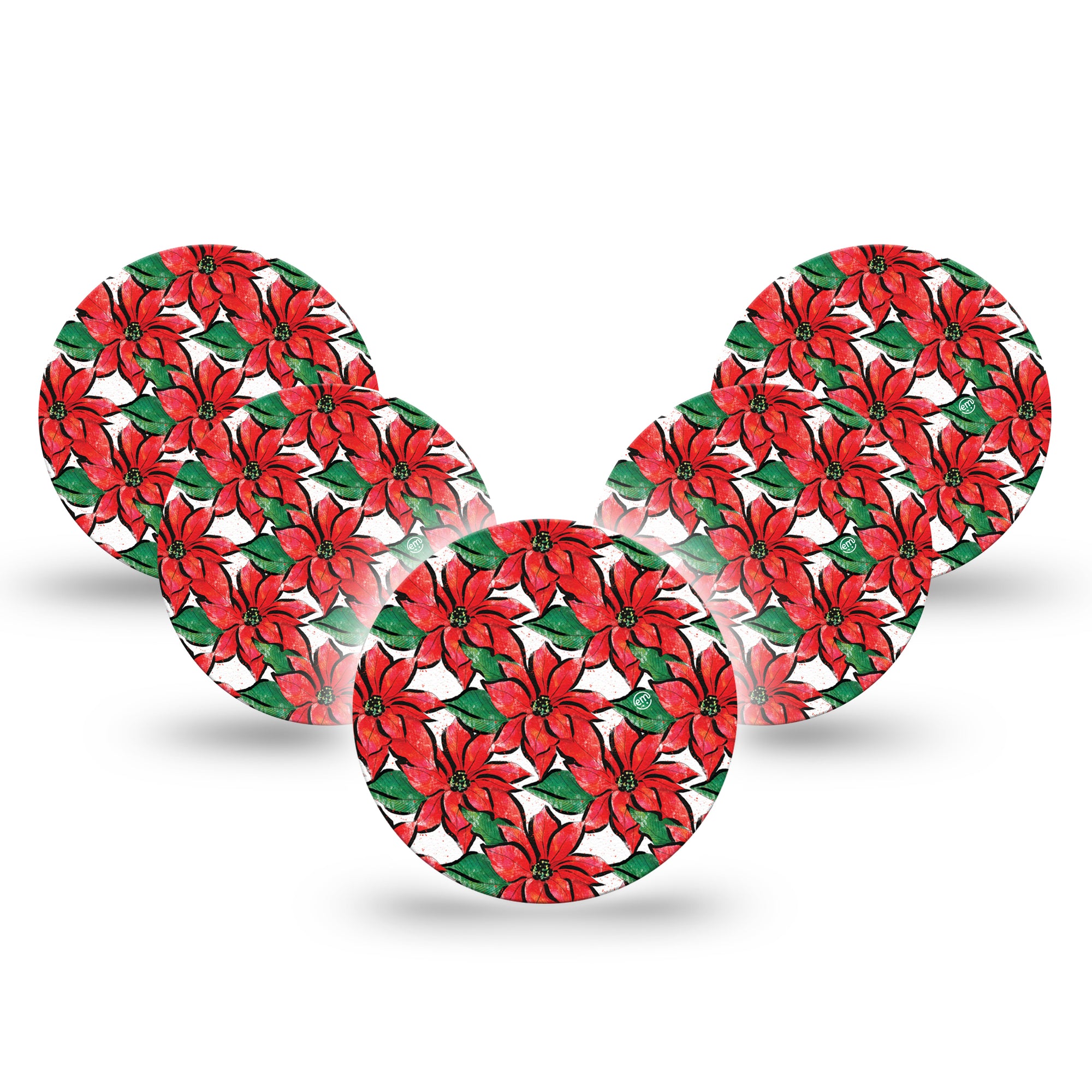 ExpressionMed Poinsettia Libre 3 Overpatch Tape, 5-Pack, Holiday Flowers Inspired, CGM Adhesive Tape Design