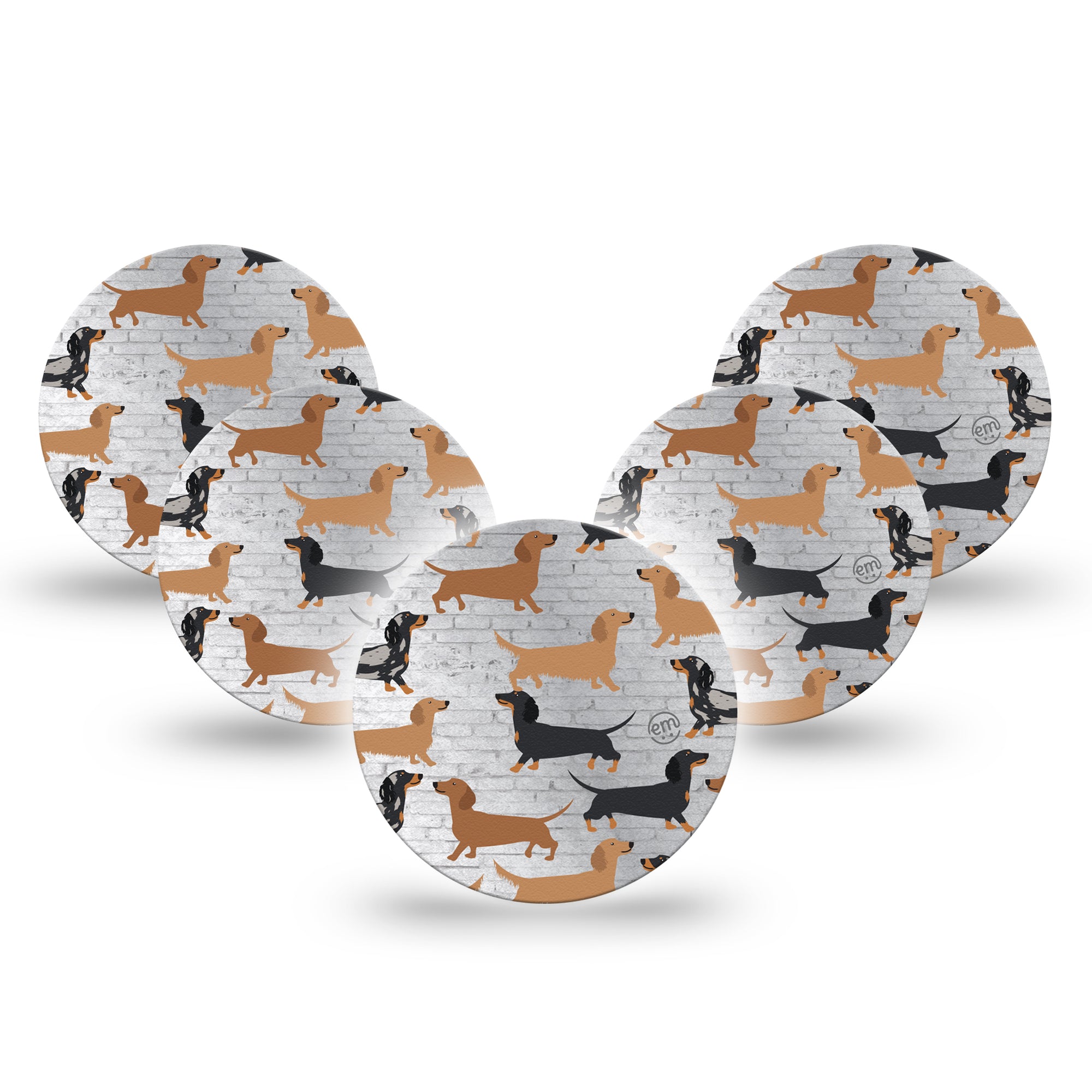 Dancing Dachshunds Libre 3 Overpatch, 5-Pack, Party Dogs Themed, CGM Overlay Tape Design