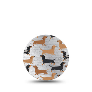 Dancing Dachshunds Libre 3 Overpatch, Small Dogs Inspired CGM Adhesive Tape Design