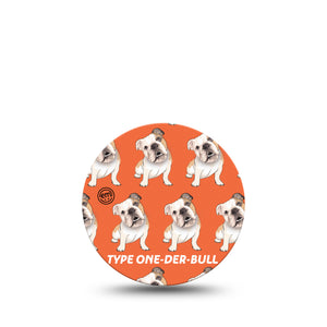 Type One-Der-Bull Libre 3 Overpatch, Single, Playing Dog Inspired, CGM, Adhesive Tape Design