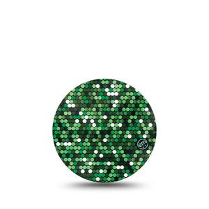 ExpressionMed Green Glam Libre 3 Overpatch, Single, Shining Shimmering Inspired, CGM, Adhesive Tape Design