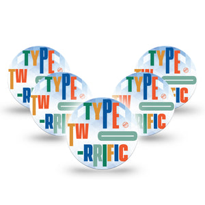 Type Two-rrific Libre 3 Overpatch, 5-Pack, Health Awareness Themed, CGM, Overlay Tape Design