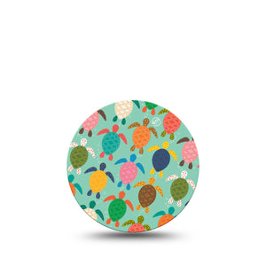 ExpressionMed Sea Turtles Libre 3 Overpatch, Single, Colorful Shells Inspired, CGM Adhesive Tape Design