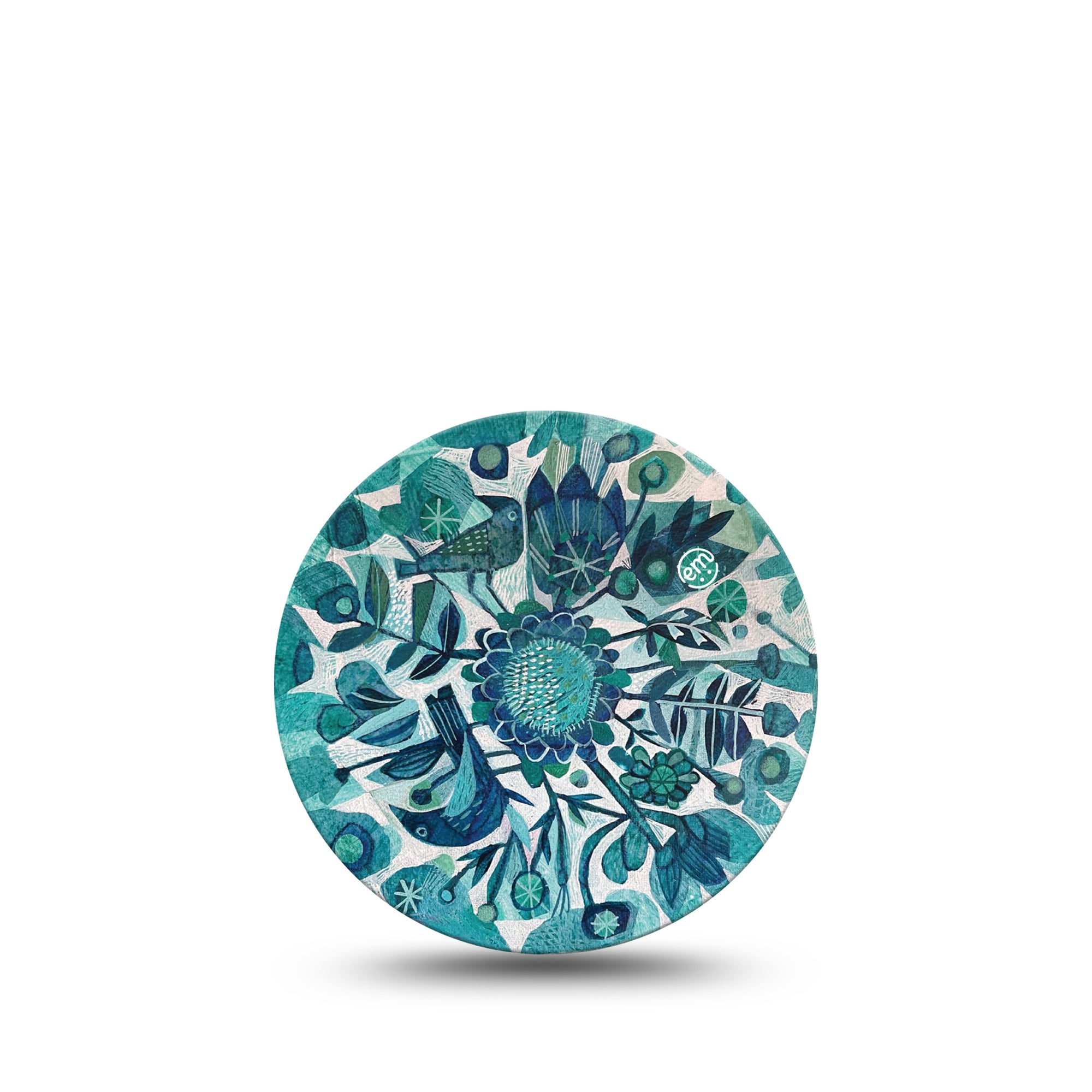 Sprouting Hope Libre 3 Overpatch, Single, Blue Green Floral Themed, CGM Adhesive Tape Design
