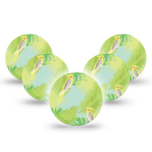 Cockatiels Libre 3 Overpatch, 5-Pack, Exotic Birds Themed, CGM, Overlay Tape Design