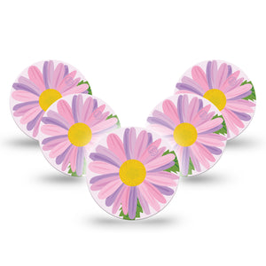 Daisy Libre 3 Overpatch, 5-Pack, Soft Flower Themed, CGM Overlay Tape Design